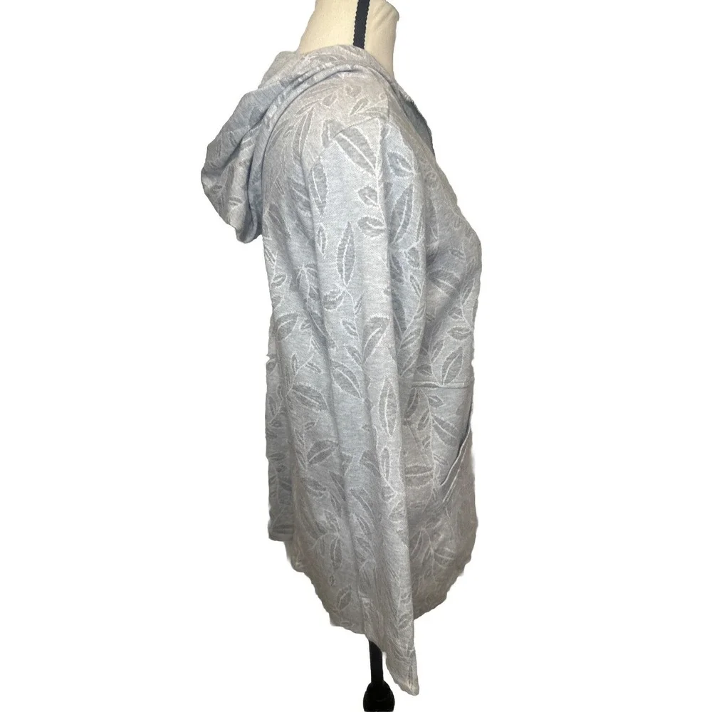 Soft Surroundings GRAY Floral Jacquard Full Zip Hooded‎ Jacket Sz Petite XS
